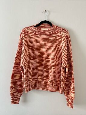 Misha & Puff Space Dye Sweater Mock Neck Pima Cotton Pullover Marled Chestnut